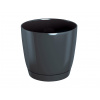 Kvetináč COUBI ROUND P s miskou 24 cm - farba: grafit (Prosperplast DUOP240-426U)