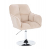LuxuryForm DESIGN Kozmetické kreslo AMALFI VELUR na striebornom tanieri - krémové