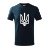 Ukrajina trojzubec veľký - Tričko detské bavlnené - 134 cm/8 rokov ( Tmavomodrá (veľmi tmavá - skoro čierna) )