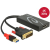 Delock 62596 DisplayPort / DVI / USB adaptér [1x DVI zástrčka 24+1-pólová, USB-A zástrčka - 1x zásuvka DisplayPort] čierna 0.30 m; 62596