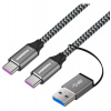 PremiumCord USB-C kabel ( USB 3.2 GEN 2, 5A, 100W, 20Gbit/s ) bavlněný oplet, 2m (ku31cq2)