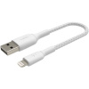Belkin BOOST Charge Braided Lightning/USB-A odolný kábel, 15cm, biely CAA002bt0MWH