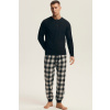 Henderson Pánske pyžamo Noir - flanelová bavlna Čierna 3XL