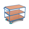 Stolový vozík DENIOS classic-line, 3 police s okrajom, ErgoStop, 835x490 mm