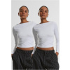 Ladies Ruffled Super Slim Longsleeve 2-Pack - white+white XS