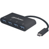 Manhattan USB-Hub 4 porty USB 3.0 hub s konektorom USB C čierna; 162746