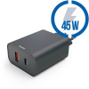 HAMA Ecosential, Rýchlonabíjačka, 1x USB-C/1x USB PD/QC 45W, čierna (86444)