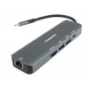 PremiumCord PremiumCord USB-C na HDMI + 2x USB3.2 + PD 100W+ RJ45 10/100/1000Mbps adaptér