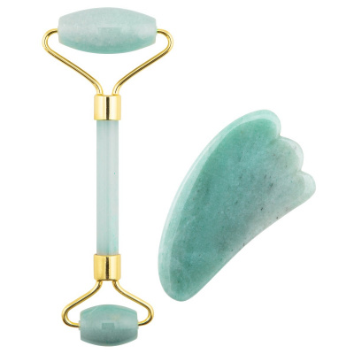 Palsar7 Masážny valček a doštička Guasha jadeit (Green Aventurine Jade Roller & Gua Sha Set)