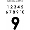 POTISK TRENEK, čísla 2-16, 5cm, Century Gothic