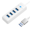 Orico Hub biely USB-A na 4x USB-A 3.1 Gen 1, 15 cm vstavaný kábel (PW4U-U3-015-WH-EP)