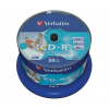 CD R disk, potlačiteľný, matný, no ID, AZO, 700MB, 52x, 50 ks, cake box, VERBATIM