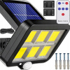 INTMIX pouličné svietidlo 300 W 250 lm, solárne napájanie (VÝKONNÁ SOLARNÁ LAMPA 120 LED SO SNÍMAČOM POHYBU, ZÁHRADNÁ FASÁDA + DIAĽKOVÉ OVLÁDANIE)