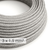 Textilný kábel so širokým priemerom 3x1,50 so vzorom Grigio/Lino, ľan, 1 meter