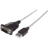 Manhattan USB 1.1, sériový prepojovací kábel [1x USB 1.1 zástrčka A - 1x D-SUB zástrčka 9-pólová] 0.45 m striebornočierná; 205153