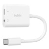 Belkin Belkin USB-C adaptér/rozdvojka 1x USB-C M/ 1x USB-C F napájení 60W + 1x 3,5mm jack, bílá