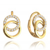 MINET Pozlátené strieborné náušnice KRÚŽKY s bielymi zirkónmi