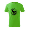Jeleň v lese krivky - Tričko detské bavlnené - 104-110cm / 3-4 roky ( Apple Green )