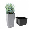 Lamelový kvetináč 35 cm x 35 x 68 cm priemer 35 cm plastový odtieň sivej a striebornej (KRYT NA KVETINÁČ FINEZJA 35 EFEKT RECYKLOVANÉHO BETÓNU ŠEDÝ BETÓN + VLOŽKA)