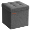 Taburetka, úložný sedací box, max. zaťaženie 130 kg, 30 x 30 cm, tmavosivá farba