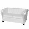 vidaXL 2-miestna pohovka Chesterfield, umelá koža, biela - Biela - 2617-144453