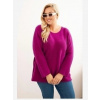 Kesi Włoski Dámsky sveter plus size s lodičkovým výstrihom tmavo fialový
