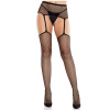 Leg avenue - lace stockings with cross and garter belt black