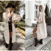 Fashionweek Dámsky dlhý sveter pletený kabát MIA Farba: Béžový, Veľkosť: Universal
