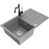 Mexen Bruno, granitový drez 795x495x200 mm, 1-komorový a drezová batéria Carla, šedá, 6513-71-670700-70