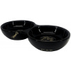 Nobby GOLDEN CAT keramická dvojitá miska pre mačky čierna so zlatým vzorom 22x4cm / 2x0,13l