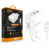 Chytrá síťová nabíječka ALIGATOR Power Delivery 40W, 2xUSB-C, USB-C/USB-C kabel, bílá CHPD0024