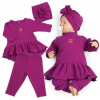Baby Nellys Luxusná bavlnená sada, 3D, NATURE - purpurová, 62 (2-3m)