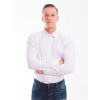 Klasická biela mierne lesklá košeľa v strihu SLIM FIT VS-PK-1714, ZVOĽTE VEĽKOSŤ OBLEČENIA 4XL, STRIH KOŠELE NOVÉ SLIM FIT