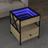 VidaXL Kávový stolík s LED Infinity, dub sonoma, 40x40x51 cm