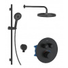 kielle Oudee - Sprchový set s termostatickou batériou pod omietku, na 2 spotrebiče, s príslušenstvom a telesom, matná čierna 20602SPT14