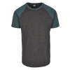 Raglan Contrast Tee - charcoal/bottlegreen L