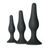 EasyToys Butt Plug Set Black 3 silikónové análne kolíky s prísavkou