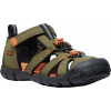 Keen Seacamp II CNX Children dark olive/gold flame dětské outdoorové sandály i do vody - 29 EUR