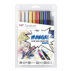Tombow, ABT-10C-MA, ABT Dual Brush pen, obojstranné popisovače, Manga set Shonen, 10 ks