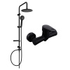 Mexen Carl nástenná sprchová sada s dažďovým sprchovým setom a sprchovou batériou Kama, čierna - 72540240-70