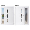 Dvojkrídlové vchodové dvere plastové Soft Venus+Sklo Nisip, Biela/Biela, 150x200 cm, pravé