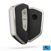 Silikónový obal na autokľúč Volkswagen Golf 8 / Seat Tarraco / Škoda Octavia (2020) (3-tlačidlový) – strieborno-čierna