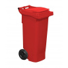 Popolnica s kolieskami, plastová, objem 80 l, červená