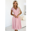 381-6 LINDA ľahké šifónové šaty s čipkovým výstrihom - BRUCE PINK XL
