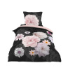 Čierne/ružové bavlnené obliečky na jednolôžko 140x200 cm Floral – douceur d'intérieur