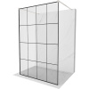 Mexen Kioto, sprchová zástena Walk-In 130 x 200 cm, 8mm sklo čierny vzor, brúsená oceľ profil, 800-130-002-97-77