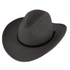 Fiebig - Headwear since 1903 Mäkký tmavo šedý klobúk v štýle western - tvárny (tvarovateľná krempa) s drôtom po okraji a koženým remienkom Veľkosť: 58 cm