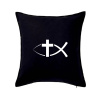 Ježíšova ryba - Vankúš 50x50 - 50x50 - Vrátane výplne ( Čierna )