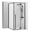 Rea Fargo, sprchový kút s krídlovými dverami 90 (dvere) x 90 (stena) x 195 cm, 6mm číre sklo, čierny profil + čierna sprchová vanička Savoy, KPL-K7318