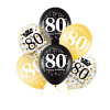 Set balónov 80 narodeniny čierno-zlaté 6ks 30cm